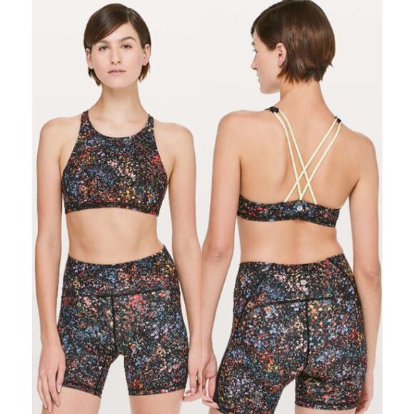 Lululemon Free To Be Sport Bra High Neck Flowerescent Multi Lemon Ice 6 - Picture 1 of 5
